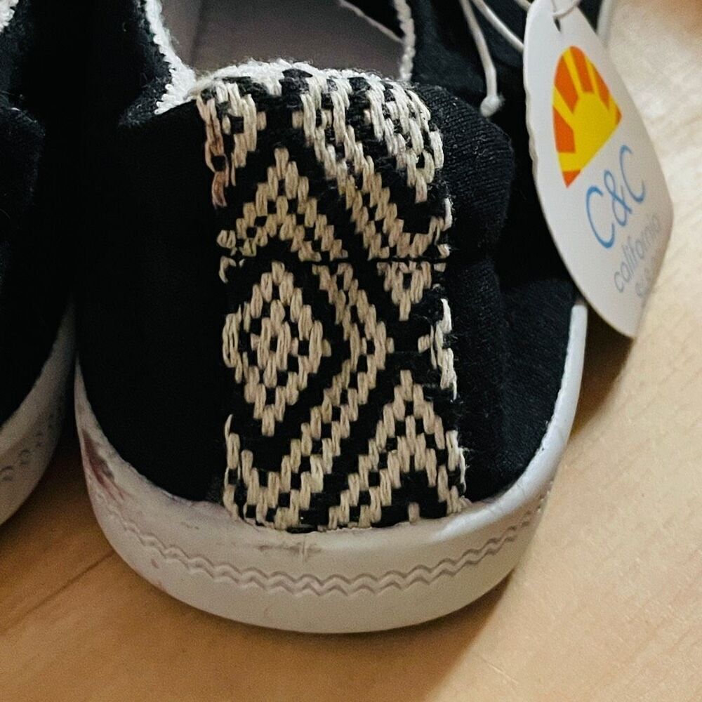 NWT C&C California 9 Gorgeous Scrunch Back Black Sneaker Slip-Ons No Tie Shoes - Picture 5 of 12